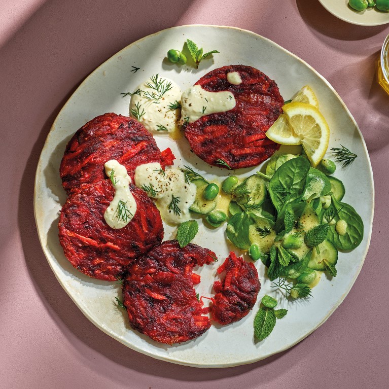 Caramelised Beetroot Carrot & Red Onion Fritters